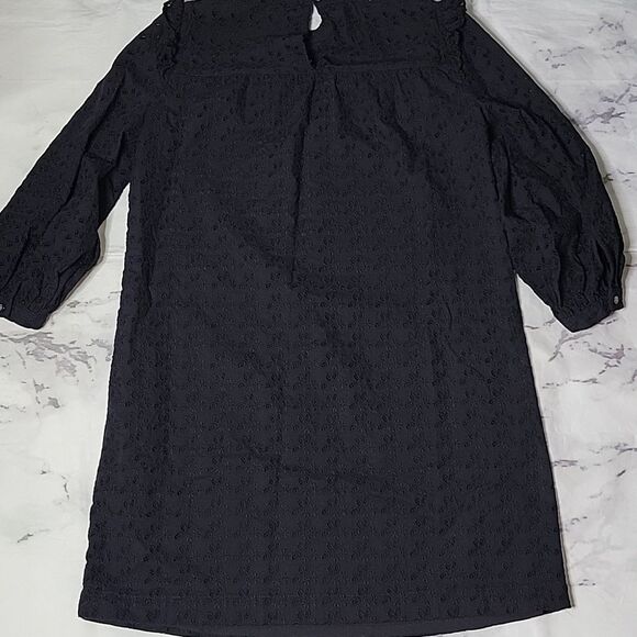 Madewell Mockneck Ruffle Black Cotton Eyelet Dress - Picture 7 of 7